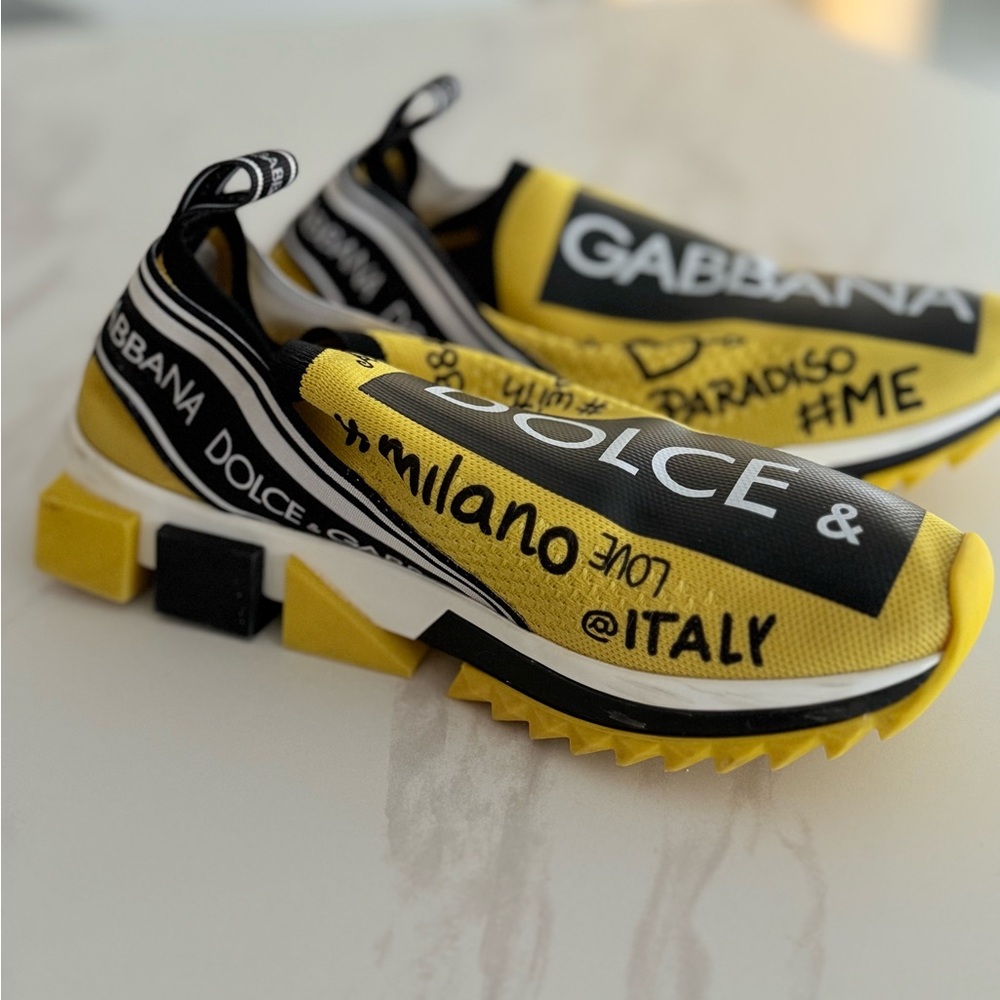 Dolce & Gabbana Kids Black and Yellow Graphic Sneakers